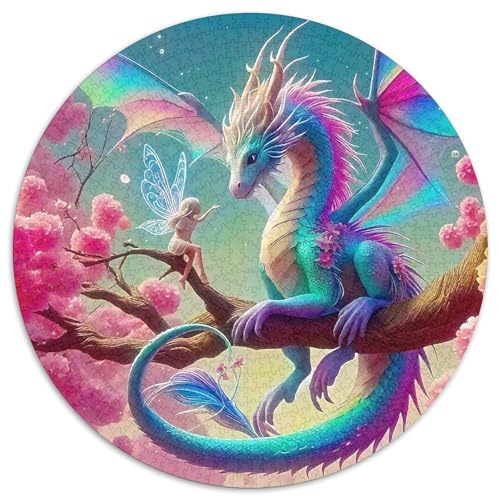 Göttlicher Drache 1000 Teile Drachen Thema Circular Puzzles Für Erwachsene Kinder - Schwer, Stressfreisetzung Spielzeug Geschenke Für Mama, 1000pcs (67.5x67.5cm) von GKWEQPQWK