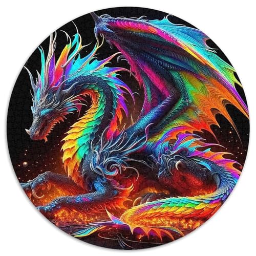 Göttlicher Drache 1000 Teile Drachen Thema Circular Puzzles Für Erwachsene Kinder - Schwer, Verringerter Druck Karton - Familien- Geschenke Für Mama, 1000pcs (67.5x67.5cm) von GKWEQPQWK