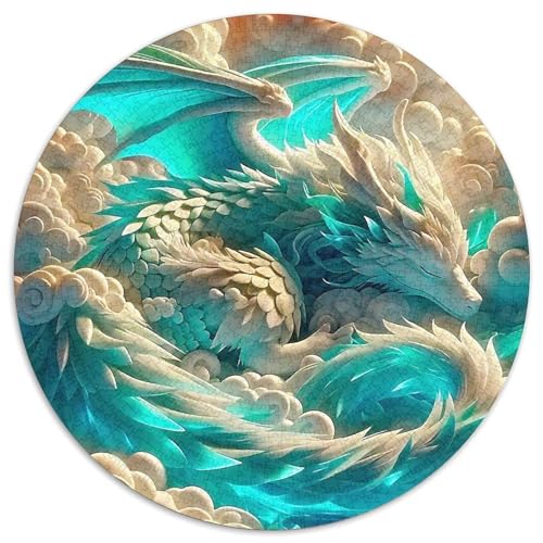 Göttlicher Drache 1000 Teile Drachen Thema Circular Puzzles Für Erwachsene Kinder - Schwer, Verringerter Druck Stressfreisetzung Spielzeug Geschenke Für Mama, 1000pcs (67.5x67.5cm) von GKWEQPQWK
