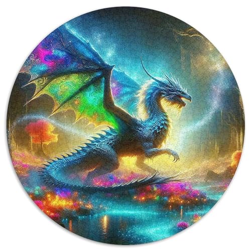 Göttlicher Drache 1000 Teile Drachen Thema Circular Puzzles Für Erwachsene Kinder Schwieriges Großes Pädagogisches Karton - Familien- Geschenke Für Mama, 1000pcs (67.5x67.5cm) von GKWEQPQWK