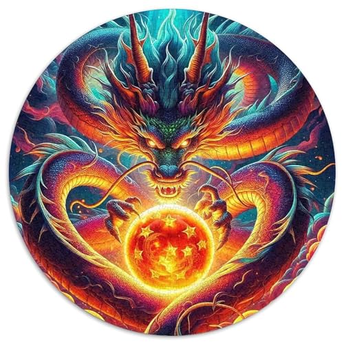 Göttlicher Drache 1000 Teile Drachen Thema Circular Puzzles Für Erwachsene Kinder Schwieriges Großes Pädagogisches Rundes Für Erwachsene Geschenke Für Mama, 1000pcs (67.5x67.5cm) von GKWEQPQWK