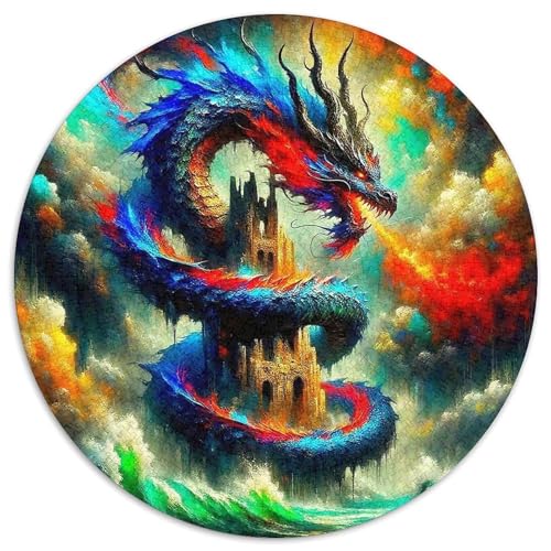 Göttlicher Drache 1000 Teile Drachen Thema Circular Puzzles Für Erwachsene Kinder Schwieriges Großes Pädagogisches Stressfreisetzung Spielzeug Geschenke Für Mama, 1000pcs (67.5x67.5cm) von GKWEQPQWK
