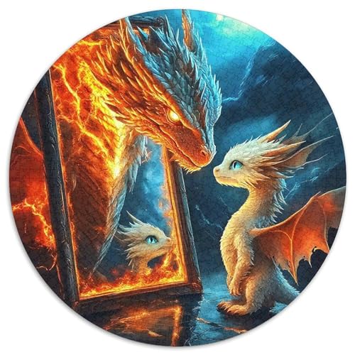Göttlicher Drache 1000 Teile Drachen Thema Circular Puzzles Für Erwachsene Kinder Schwieriges Großes Pädagogisches Verringerter Druck Karton - Familien- Geschenke Für Mama, 1000pcs (67.5x67.5cm) von GKWEQPQWK