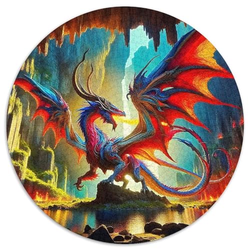 Göttlicher Drache 1000 Teile Drachen Thema Circular Puzzles Für Erwachsene Kinder Schwieriges Großes Pädagogisches Verringerter Druck Karton - Familien- Geschenke Für Mama, 1000pcs (67.5x67.5cm) von GKWEQPQWK