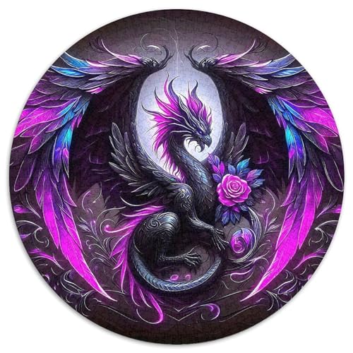 Göttlicher Drache 1000 Teile Drachen Thema Circular Puzzles Für Erwachsene Kinder Schwieriges Unmögliches Für Karton - Familien- Geschenke Für Mama, 1000pcs (67.5x67.5cm) von GKWEQPQWK