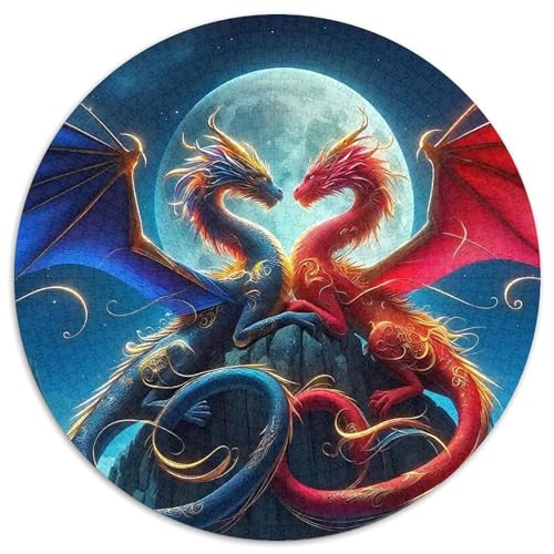 Göttlicher Drache 1000 Teile Drachen Thema Circular Puzzles Für Erwachsene Kinder Schwieriges Unmögliches Für Verringerter Druck Karton - Familien- Geschenke Für Mama, 1000pcs (67.5x67.5cm) von GKWEQPQWK
