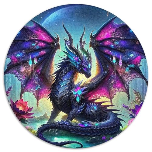 Göttlicher Drache 1000 Teile Drachen Thema Circular Puzzles Für Erwachsene Kinder Schwieriges Unmögliches Für Verringerter Druck Stressfreisetzung Spielzeug Geschenke Für Mama, 1000pcs (67.5x67.5cm) von GKWEQPQWK
