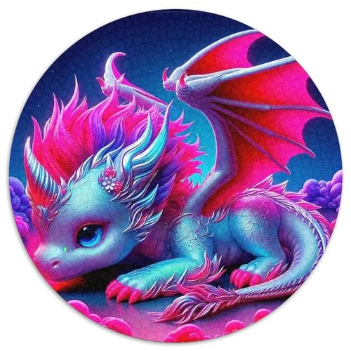 Göttlicher Drache 1000 Teile Drachen Thema Circular Puzzles Für Erwachsene Kinder Schwieriges Unmögliches Für Verringerter Druck Stressfreisetzung Spielzeug Geschenke Für Mama, 1000pcs (67.5x67.5cm) von GKWEQPQWK