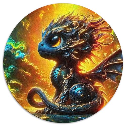 Göttlicher Drache 1000 Teile Drachen Thema Circular Puzzles Stressabbau-Spielzeugfür Erwachsene Kinder - Schwer, Rundes Für Erwachsene Geschenke Für Mama, 1000pcs (67.5x67.5cm) von GKWEQPQWK