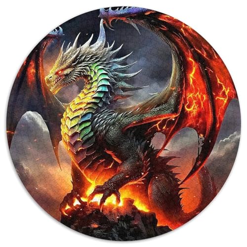 Göttlicher Drache 1000 Teile Drachen Thema Circular Puzzles Stressabbau-Spielzeugfür Erwachsene Kinder - Schwer, Verringerter Druck Rundes Für Erwachsene Geschenke Für Mama, 1000pcs (67.5x67.5cm) von GKWEQPQWK