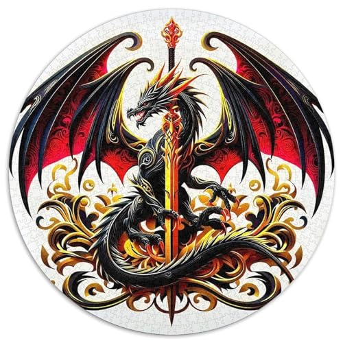 Göttlicher Drache 1000 Teile Drachen Thema Circular Puzzles Stressabbau-Spielzeugfür Erwachsene Kinder Schwieriges Unmögliches Für Stressfreisetzung Spielzeug Geschenke Für Mama, 1000pcs (67.5x67.5cm) von GKWEQPQWK