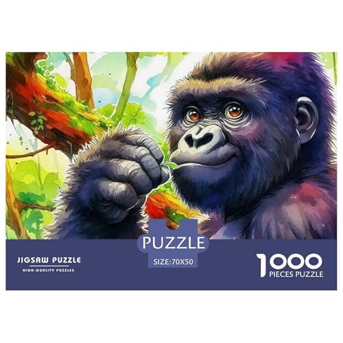 Gorilla 1000 Teilen Puzzle Für Erwachsene Und Kinder Kreative Unterhaltung Spaß Klassisches Premium Quality Perfekt Für Spieleabende Geschenk Für Liebhaber Oder Freunde 70x50cm/1000pcs von GKWEQPQWK