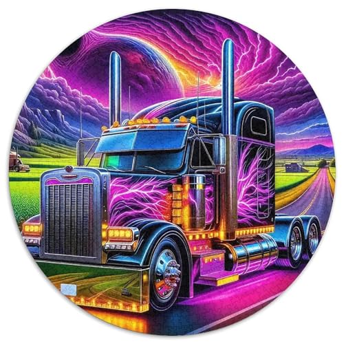 Großer LKW 1000 Teile Circular Puzzles Für Erwachsene Kinder Schwieriges Großes Pädagogisches Verringerter Druck Karton - Familien- Geschenke Für Mama, 1000pcs (67.5x67.5cm) von GKWEQPQWK