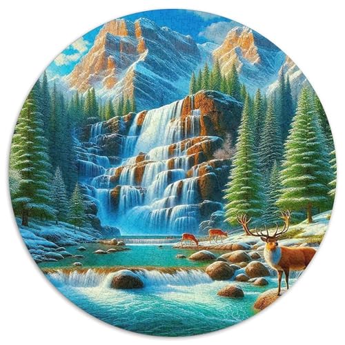Grünes Wasser Berg 1000 Teile kreative Kunst Circular Puzzles Erwachsene Und Kinder, Schwieriges Großes Pädagogisches Verringerter Druck Karton - Familien- Geschenke Für Mama, 1000pcs (67.5x67.5cm) von GKWEQPQWK