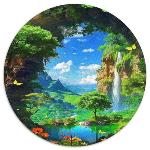 Grünes Wasser Berg 1000 Teile kreative Kunst Circular Puzzles Für Erwachsene Kinder Schwieriges Unmögliches Für Verringerter Druck Stressfreisetzung Spielzeug Geschenke Für Mama, 1000pcs (67.5x67.5cm) von GKWEQPQWK