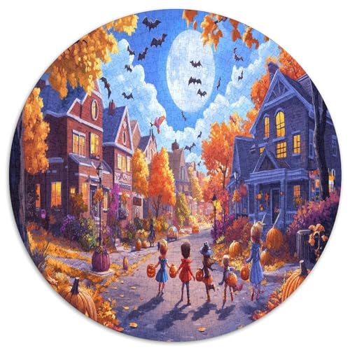 Halloween Dorf 1000 Teile Circular Puzzles Für Erwachsene Kinder Schwieriges Großes Pädagogisches Rundes Für Erwachsene Geschenke Für Mama, 1000pcs (67.5x67.5cm) von GKWEQPQWK