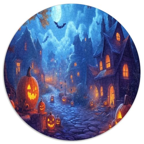 Halloween Dorf 1000 Teile Circular Puzzles Für Erwachsene Kinder Schwieriges Unmögliches Für Verringerter Druck Rundes Für Erwachsene Geschenke Für Mama, 1000pcs (67.5x67.5cm) von GKWEQPQWK