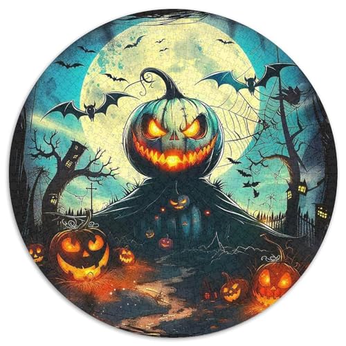Halloween Kürbis 1000 Teile Halloween-Thema Circular Puzzles Erwachsene Und Kinder, Schwieriges Großes Pädagogisches Karton - Familien- Geschenke Für Mama, 1000pcs (67.5x67.5cm) von GKWEQPQWK