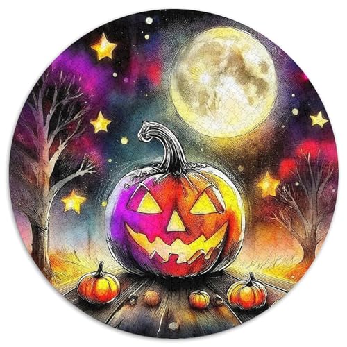 Halloween Kürbis 1000 Teile Halloween-Thema Circular Puzzles Erwachsene Und Kinder, Schwieriges Großes Pädagogisches Rundes Für Erwachsene Geschenke Für Mama, 1000pcs (67.5x67.5cm) von GKWEQPQWK