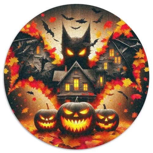 Halloween Kürbis 1000 Teile Halloween-Thema Circular Puzzles Erwachsene Und Kinder, Schwieriges Großes Pädagogisches Stressfreisetzung Spielzeug Geschenke Für Mama, 1000pcs (67.5x67.5cm) von GKWEQPQWK