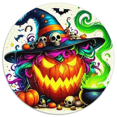 Halloween Kürbis 1000 Teile Halloween-Thema Circular Puzzles Erwachsene Und Kinder, Schwieriges Großes Pädagogisches Verringerter Druck Karton - Familien- Geschenke Für Mama, 1000pcs (67.5x67.5cm) von GKWEQPQWK