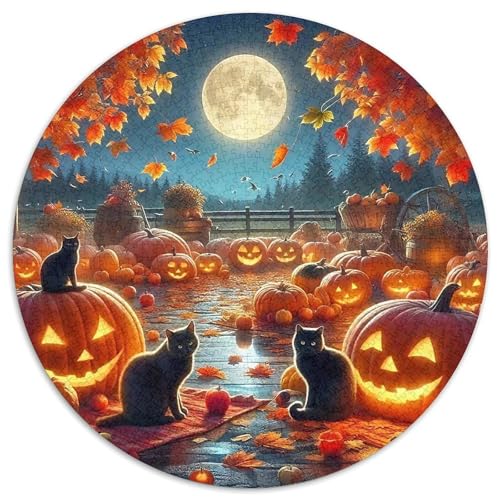 Halloween Kürbis 1000 Teile Halloween-Thema Circular Puzzles Erwachsene Und Kinder, Schwieriges Unmögliches Für Verringerter Druck Karton - Familien- Geschenke Für Mama, 1000pcs (67.5x67.5cm) von GKWEQPQWK