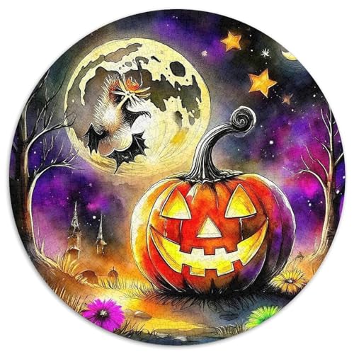 Halloween Kürbis 1000 Teile Halloween-Thema Circular Puzzles Für Erwachsene Kinder - Schwer, Verringerter Druck Stressfreisetzung Spielzeug Geschenke Für Mama, 1000pcs (67.5x67.5cm) von GKWEQPQWK