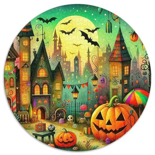 Halloween Kürbis 1000 Teile Halloween-Thema Circular Puzzles Für Erwachsene Kinder - Schwer, Verringerter Druck Stressfreisetzung Spielzeug Geschenke Für Mama, 1000pcs (67.5x67.5cm) von GKWEQPQWK