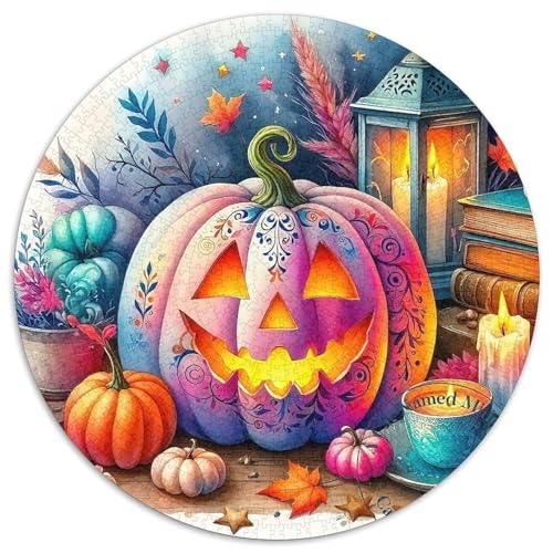 Halloween Kürbis 1000 Teile Halloween-Thema Circular Puzzles Für Erwachsene Kinder Schwieriges Unmögliches Für Verringerter Druck Stressfreisetzung Spielzeug Geschenke Für Mama, 1000pcs (67.5x67.5cm) von GKWEQPQWK