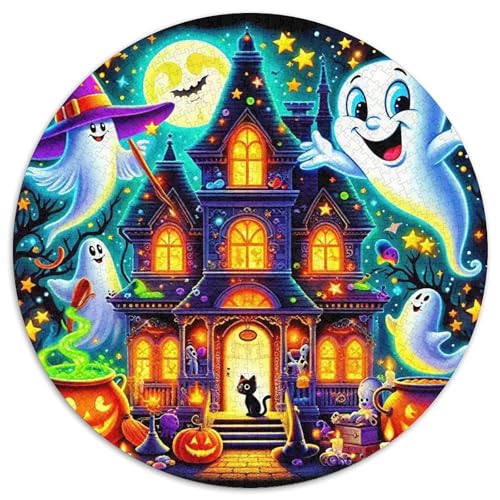 Halloween Kürbis 1000 Teile Halloween-Thema Circular Puzzles Stressabbau-Spielzeugfür Erwachsene Kinder - Schwer, Rundes Für Erwachsene Geschenke Für Mama, 1000pcs (67.5x67.5cm) von GKWEQPQWK