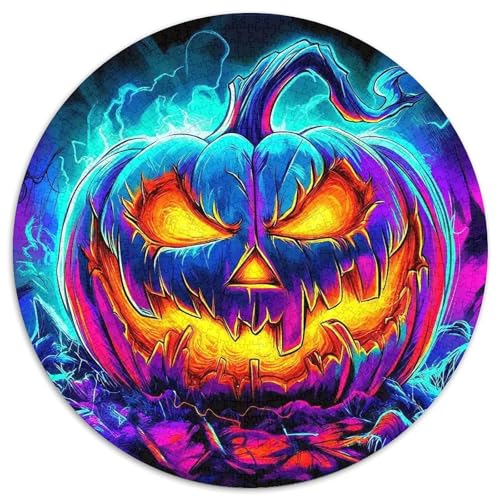 Halloween Kürbis 1000 Teile Halloween-Thema Circular Puzzles Stressabbau-Spielzeugfür Erwachsene Kinder - Schwer, Rundes Für Erwachsene Geschenke Für Mama, 1000pcs (67.5x67.5cm) von GKWEQPQWK