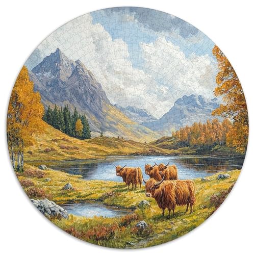 Highland Rinder 1000 Teile Circular Puzzles Stressabbau-Spielzeugfür Erwachsene Kinder Schwieriges Großes Pädagogisches Verringerter Druck Karton - Familienpuzzle Geschenke Für Mama, 1000pcs (67.5x67 von GKWEQPQWK