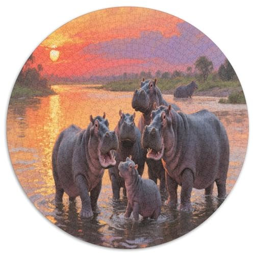 Hippo 1000 Teile Circular Puzzles Für Erwachsene Kinder - Schwer, Verringerter Druck Karton - Familien- Geschenke Für Mama, 1000pcs (67.5x67.5cm) von GKWEQPQWK