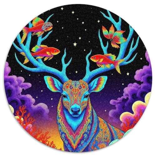 Hirsch 1000 Teile Circular Puzzles Für Erwachsene Kinder Schwieriges Unmögliches Für Verringerter Druck Karton - Familien- Geschenke Für Mama, 1000pcs (67.5x67.5cm) von GKWEQPQWK