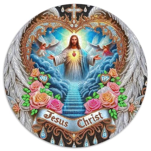 Jesus - Religion 1000 Teile Circular Puzzles Für Erwachsene Kinder Schwieriges Unmögliches Für Verringerter Druck Stressfreisetzung Spielzeug Geschenke Für Mama, 1000pcs (67.5x67.5cm) von GKWEQPQWK