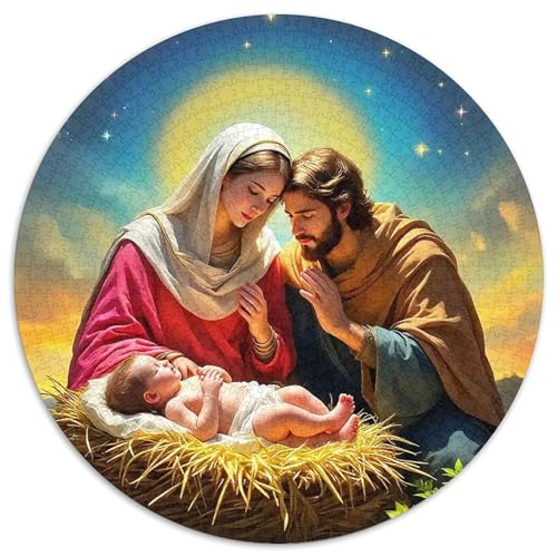 Jesus – Religion, 1000 Teile, rundes Puzzle, Puzzle für Erwachsene, Geschenk für Familie, einzigartige Form und Heimdekoration, einzigartige Herausforderungsspiele, 1000 Teile (67,5 x 67,5 cm) von GKWEQPQWK