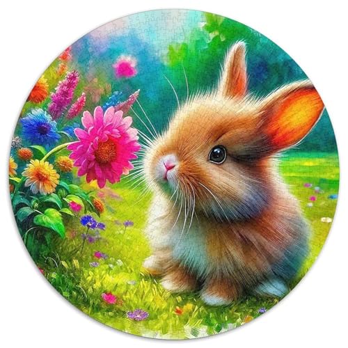 Kaninchen, 1000 Teile, runde Puzzles für Kinder und Erwachsene, Lernspiele, einzigartige Form, Geschenk für einzigartige Herausforderungsspiele, 1000 Teile (67,5 x 67,5 cm) von GKWEQPQWK