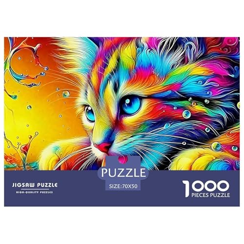 Katze 1000 Teile Puzzle Für Erwachsene Und Kinder Ab 12 Jahren Herausforderndes Premium Quality Familienspiel Geschenk Für Liebhaber Oder Freunde 70x50cm/1000pcs von GKWEQPQWK