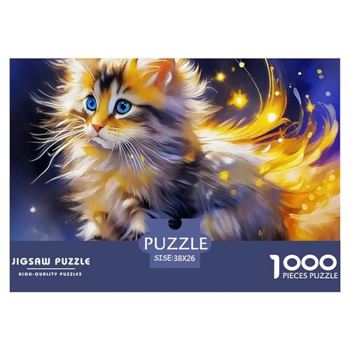 Katze 1000 Teilen Puzzle Für Erwachsene Und Kinder Herausforderndes Premium Quality Familienspiel Geschenk Für Liebhaber Oder Freunde 38x26cm/1000pcs von GKWEQPQWK