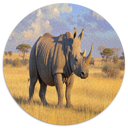 Kleine Nashörner 1000 Teile Circular Puzzles Für Erwachsene Kinder Schwieriges Großes Pädagogisches Verringerter Druck Rundes Für Erwachsene Geschenke Für Mama, 1000pcs (67.5x67.5cm) von GKWEQPQWK