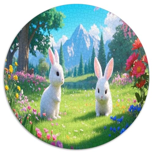 Kleines weißes Kaninchen 1000 Teile Circular Puzzles Erwachsene Und Kinder, Schwieriges Unmögliches Für Verringerter Druck Stressfreisetzung Spielzeug Geschenke Für Mama, 1000pcs (67.5x67.5cm) von GKWEQPQWK