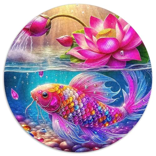 Koi Fisch 1000 Teile Circular Puzzles Für Erwachsene Kinder Schwieriges Großes Pädagogisches Verringerter Druck Stressfreisetzung Spielzeug Geschenke Für Mama, 1000pcs (67.5x67.5cm) von GKWEQPQWK