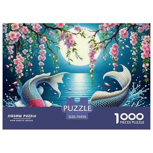 Koi Fisch 1000 Teilen Puzzle Für Erwachsene Und Kinder Herausforderndes Geschicklichkeitsspiel Für Die Ganze Familie Perfekt Für Spieleabende Geschenk Für Liebhaber Oder Freunde 70x50cm/1000pcs von GKWEQPQWK
