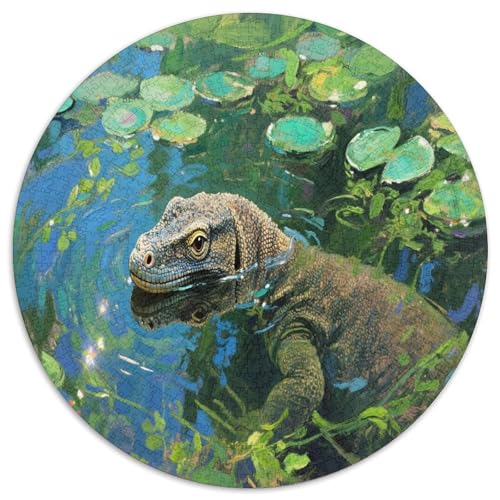 Komodo Drachen 1000 Teile Circular Puzzles Erwachsene Und Kinder, Schwieriges Großes Pädagogisches Verringerter Druck Stressfreisetzung Spielzeug Geschenke Für Mama, 1000pcs (67.5x67.5cm) von GKWEQPQWK