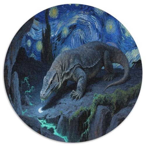 Komodo Drachen 1000 Teile Circular Puzzles Für Erwachsene Kinder - Schwer, Stressfreisetzung Spielzeug Geschenke Für Mama, 1000pcs (67.5x67.5cm) von GKWEQPQWK