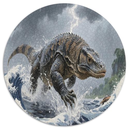 Komodo Drachen 1000 Teile Circular Puzzles Für Erwachsene Kinder - Schwer, Verringerter Druck Karton - Familien- Geschenke Für Mama, 1000pcs (67.5x67.5cm) von GKWEQPQWK