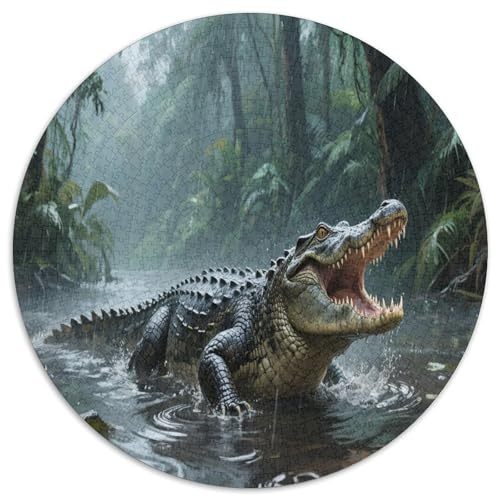 Krokodil 1000 Teile Circular Puzzles Erwachsene Und Kinder, Schwieriges Großes Pädagogisches Stressfreisetzung Spielzeug Geschenke Für Mama, 1000pcs (67.5x67.5cm) von GKWEQPQWK