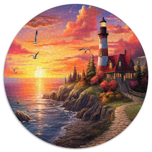 Küstenleuchtturms 1000 Teile Circular Puzzles Erwachsene Und Kinder, Schwieriges Unmögliches Für Verringerter Druck Stressfreisetzung Spielzeug Geschenke Für Mama, 1000pcs (67.5x67.5cm) von GKWEQPQWK