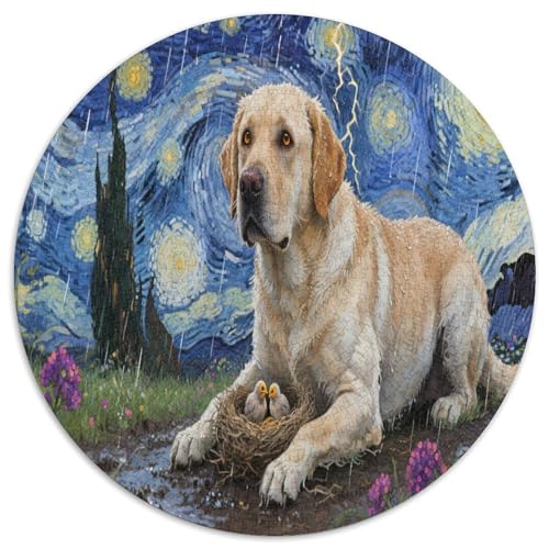 Labrador Retriever 1000 Teile Circular Puzzles Für Erwachsene Kinder Schwieriges Großes Pädagogisches Stressfreisetzung Spielzeug Geschenke Für Mama, 1000pcs (67.5x67.5cm) von GKWEQPQWK