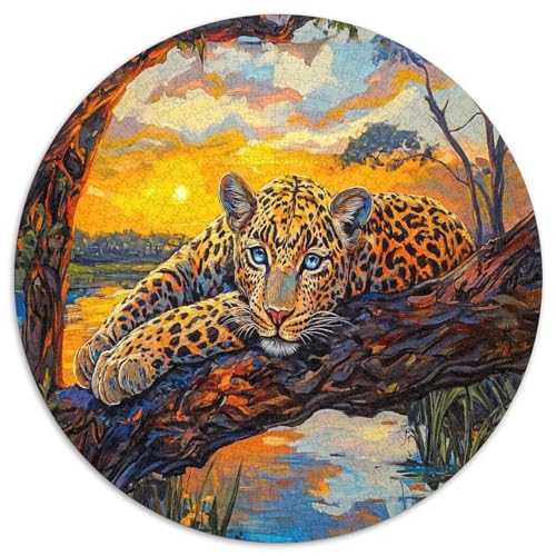 Leopard 1000 Teile Circular Puzzles Für Erwachsene Kinder - Schwer, Verringerter Druck Karton - Familien- Geschenke Für Mama, 1000pcs (67.5x67.5cm) von GKWEQPQWK